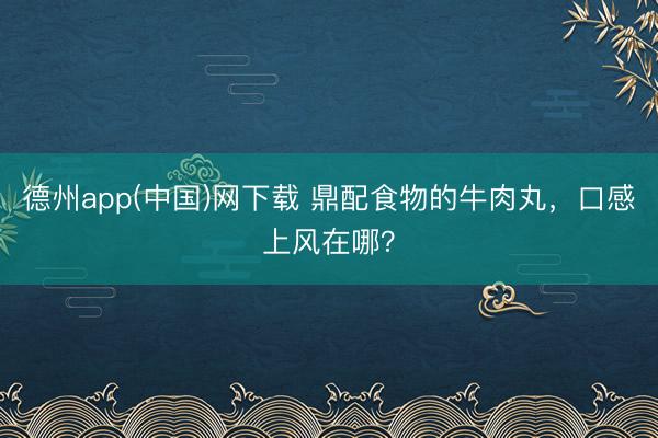 德州app(中国)网下载 鼎配食物的牛肉丸，口感上风在哪？