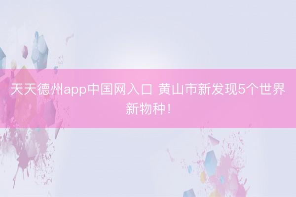 天天德州app中国网入口 黄山市新发现5个世界新物种！