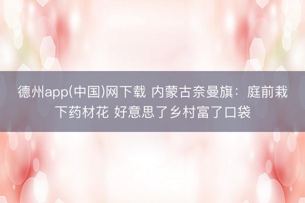 德州app(中国)网下载 内蒙古奈曼旗：庭前栽下药材花 好意思了乡村富了口袋