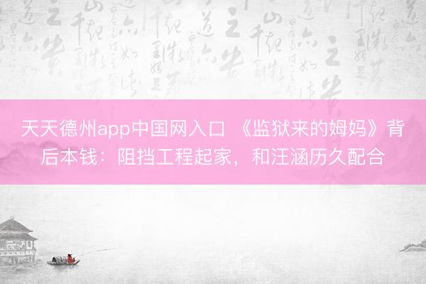 天天德州app中国网入口 《监狱来的姆妈》背后本钱:阻挡工程起家,和汪涵历久配合