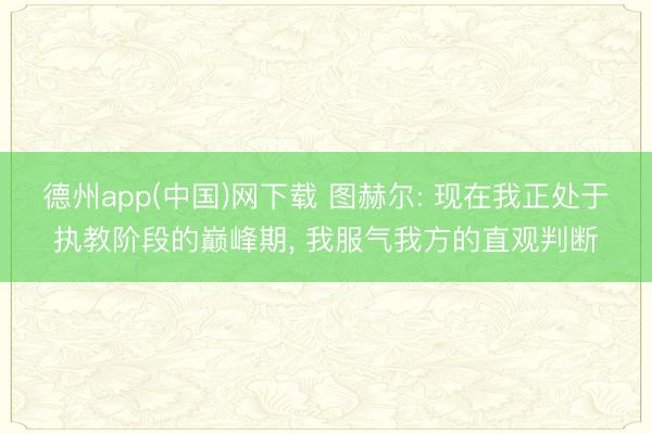 德州app(中国)网下载 图赫尔: 现在我正处于执教阶段的巅峰期, 我服气我方的直观判断