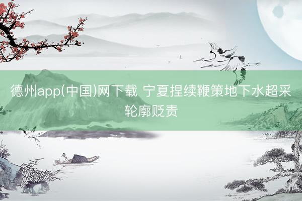 德州app(中国)网下载 宁夏捏续鞭策地下水超采轮廓贬责