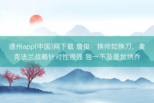 德州app(中国)网下载 詹俊：换帅如换刀，麦克法兰战略针对性很强 独一不及是加纳乔