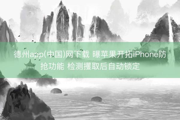 德州app(中国)网下载 曝苹果开拓iPhone防抢功能 检测攫取后自动锁定