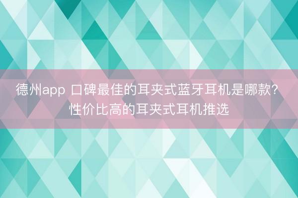 德州app 口碑最佳的耳夹式蓝牙耳机是哪款? 性价比高的耳夹式耳机推选