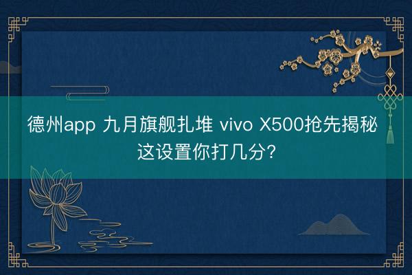 德州app 九月旗舰扎堆 vivo X500抢先揭秘 这设置你打几分?