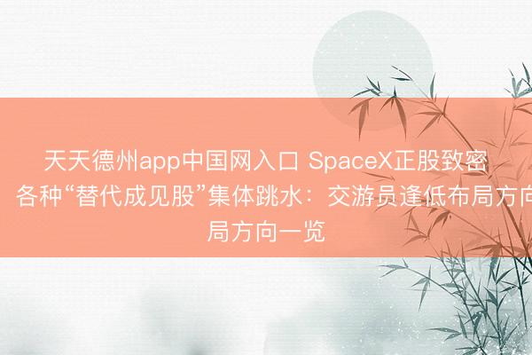天天德州app中国网入口 SpaceX正股致密上市，各种“替代成见股”集体跳水：交游员逢低布局方向一览