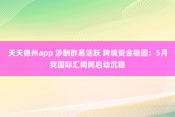 天天德州app 涉酬酢易活跃 跨境资金稳固:5月我国际汇阛阓启动沉稳